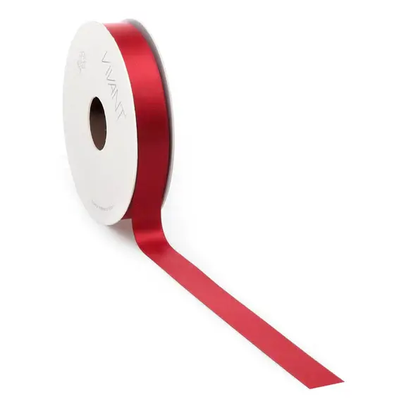 VIVANT DOUBLE FACE SATIN WARM RED RIBBON BY THE YARD