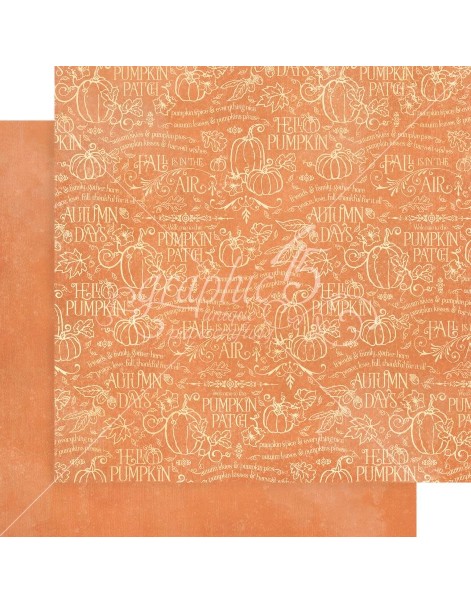 GRAPHIC 45 GRAPHIC 45 HELLO PUMPKIN PATTERNS & SOLIDS COLLECTION PAD 12x12 16 SHEETS