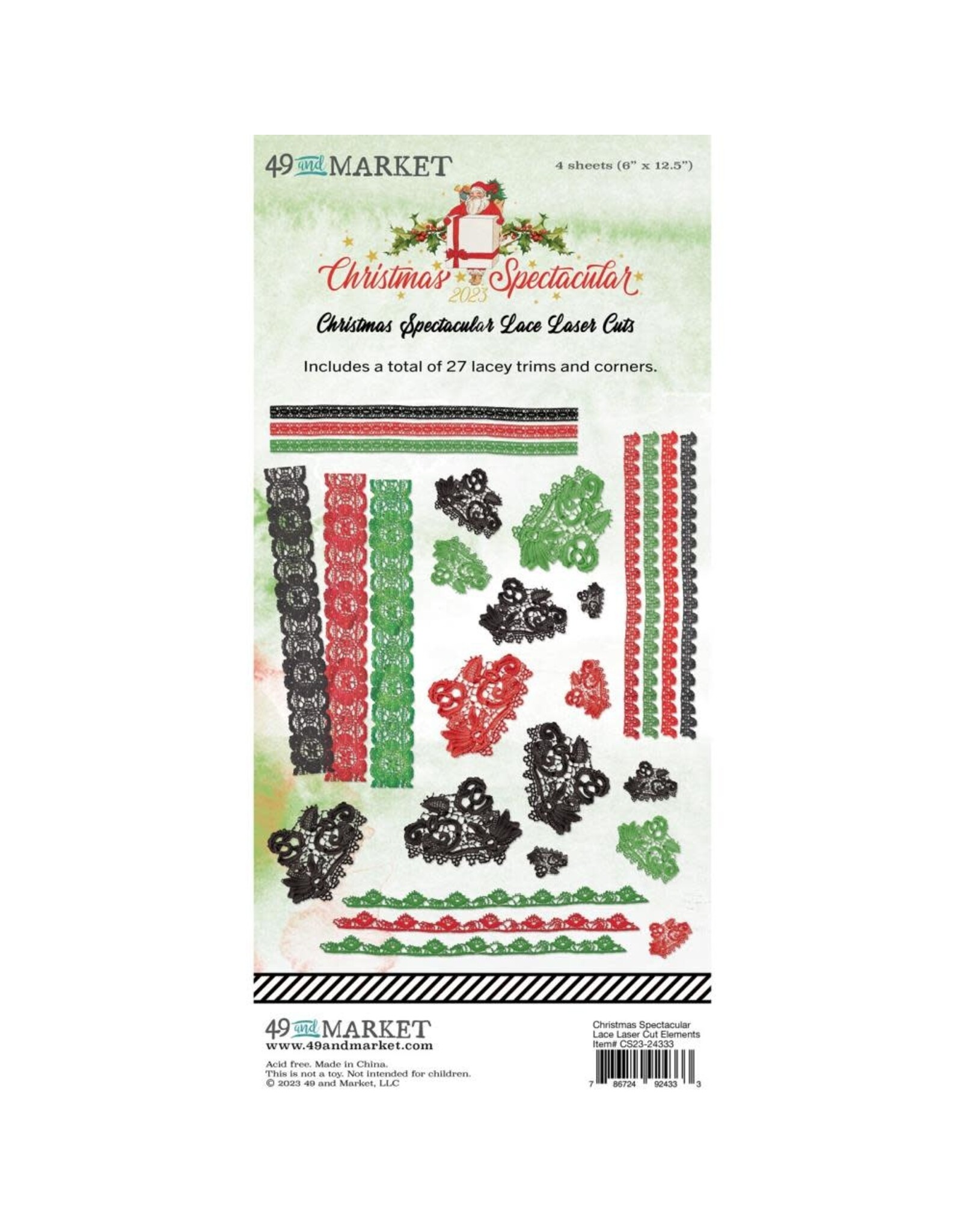 49 AND MARKET 49 AND MARKET CHRISTMAS SPECTACULAR 2023 LACE 6x12 LASER CUT ELEMENTS  27/PK