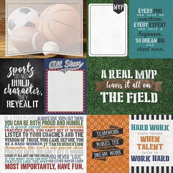 PAPER HOUSE PRODUCTIONS PAPER HOUSE PRODUCTIONS ALL STAR SPORTS MVP TAGS 12X12 CARDSTOCK