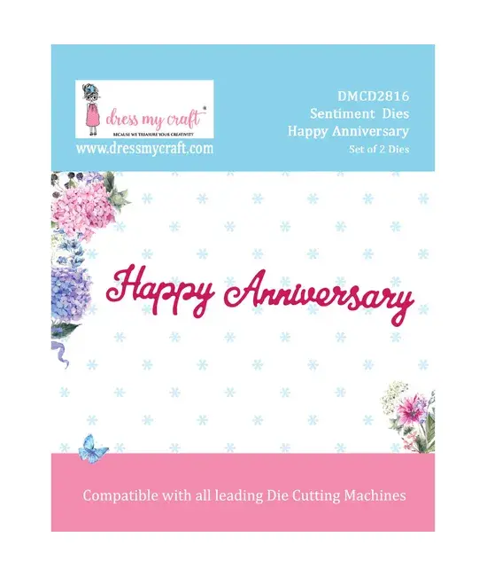 DRESS MY CRAFT DRESS MY CRAFT SENTIMENT DIES HAPPY ANNIVERSARY DIE SET