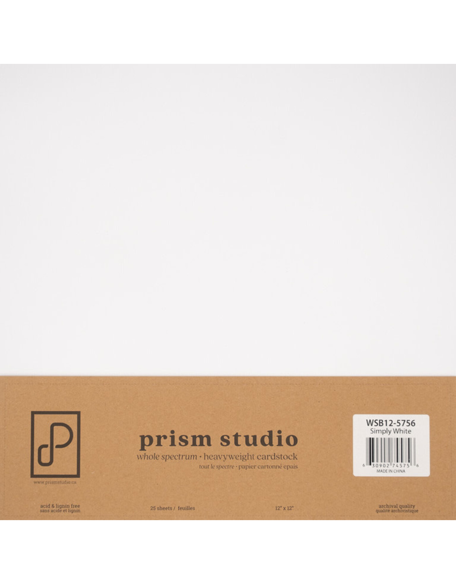 PRISM STUDIO PRISM STUDIO WHOLE SPECTRUM 12x12 HEAVYWEIGHT CARDSTOCK-SIMPLY WHITE 25/PK