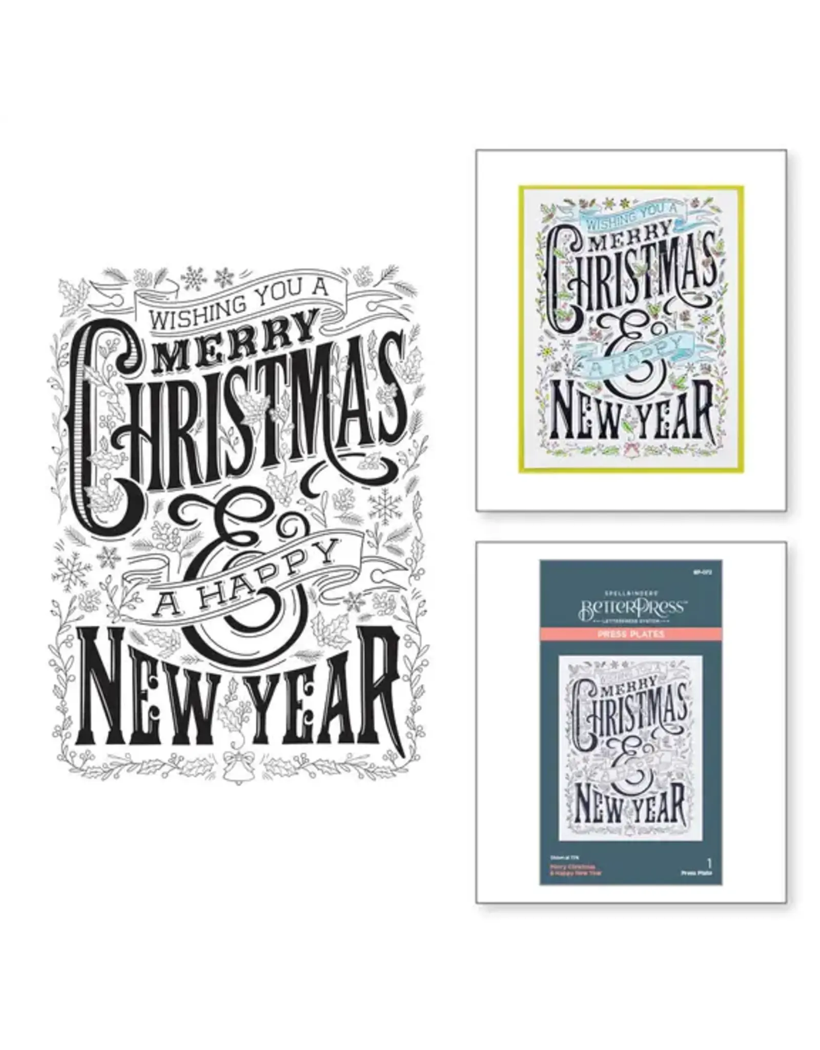 Spellbinders BetterPress Merry Christmas & Happy New Year Press Plate