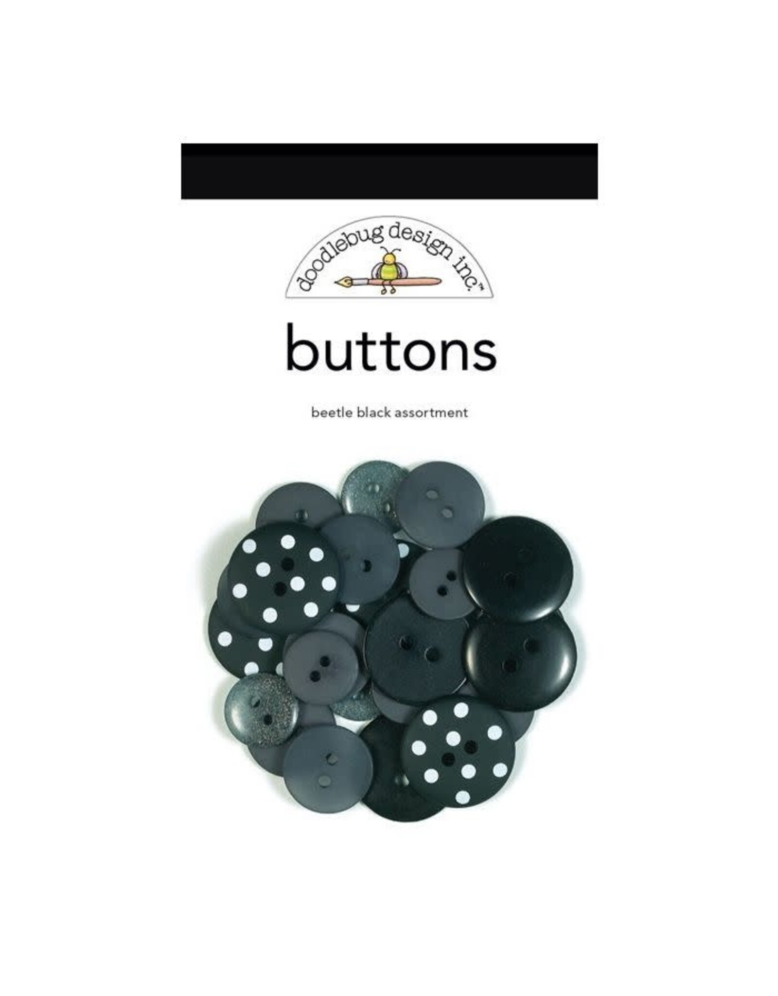 DOODLEBUG DESIGN DOODLEBUG DESIGN BEETLE BLACK ASSORTED BUTTONS