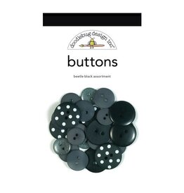 DOODLEBUG DESIGN DOODLEBUG DESIGNS BEETLE BLACK ASSORTED BUTTONS