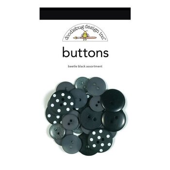 DOODLEBUG DESIGN DOODLEBUG DESIGNS BEETLE BLACK ASSORTED BUTTONS