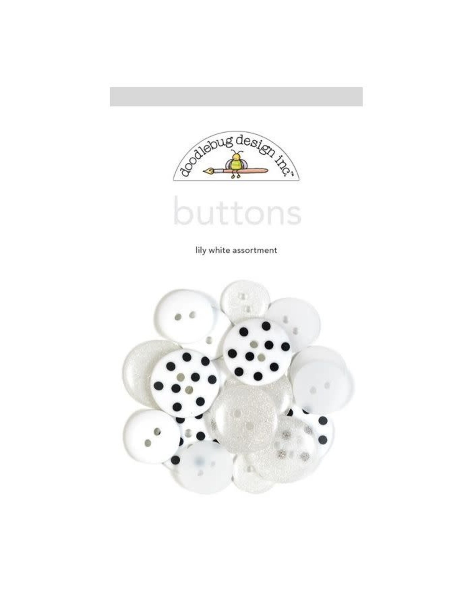 DOODLEBUG DESIGN DOODLEBUG DESIGN LILY WHITE ASSORTED BUTTONS