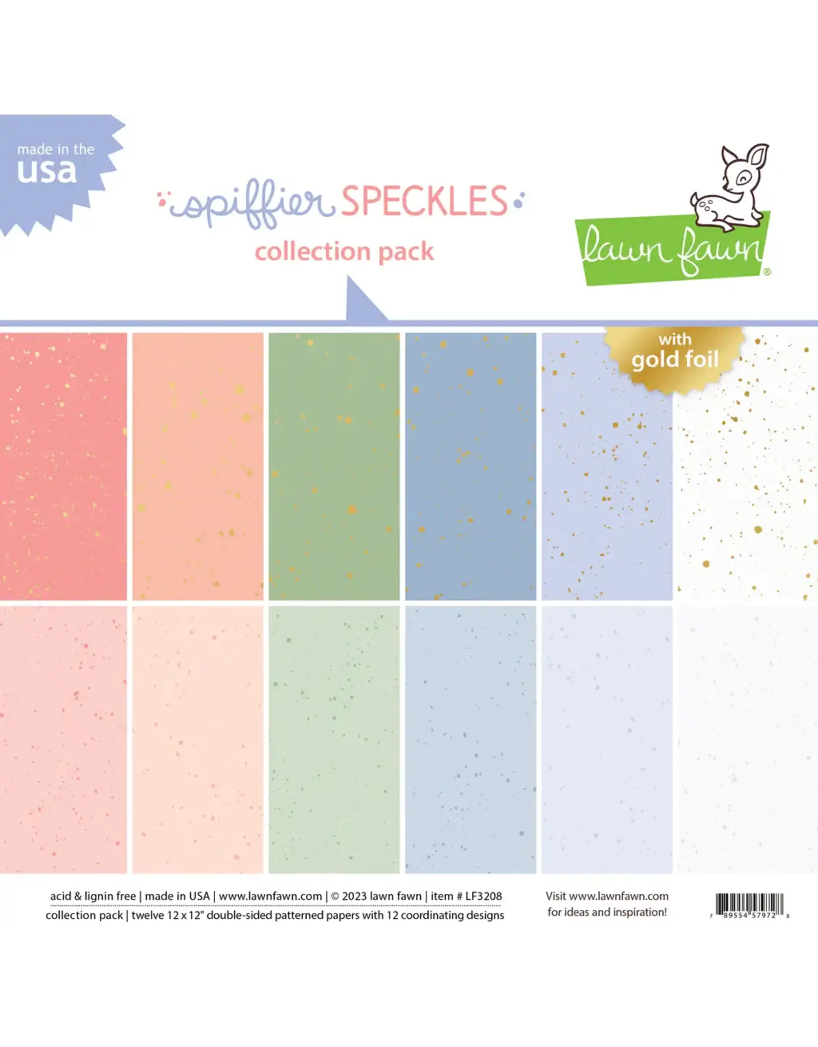 LAWN FAWN LAWN FAWN SPIFFIER SPECKLES 12x12 COLLECTION PACK 12 SHEETS
