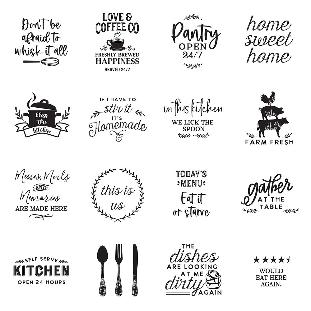PHOTOPLAY PAPER PHOTOPLAY MICHELLE COLEMAN FRESH PICKED 2 3x3 B/W COOKING SIGN CARDS 12X12 CARDSTOCK