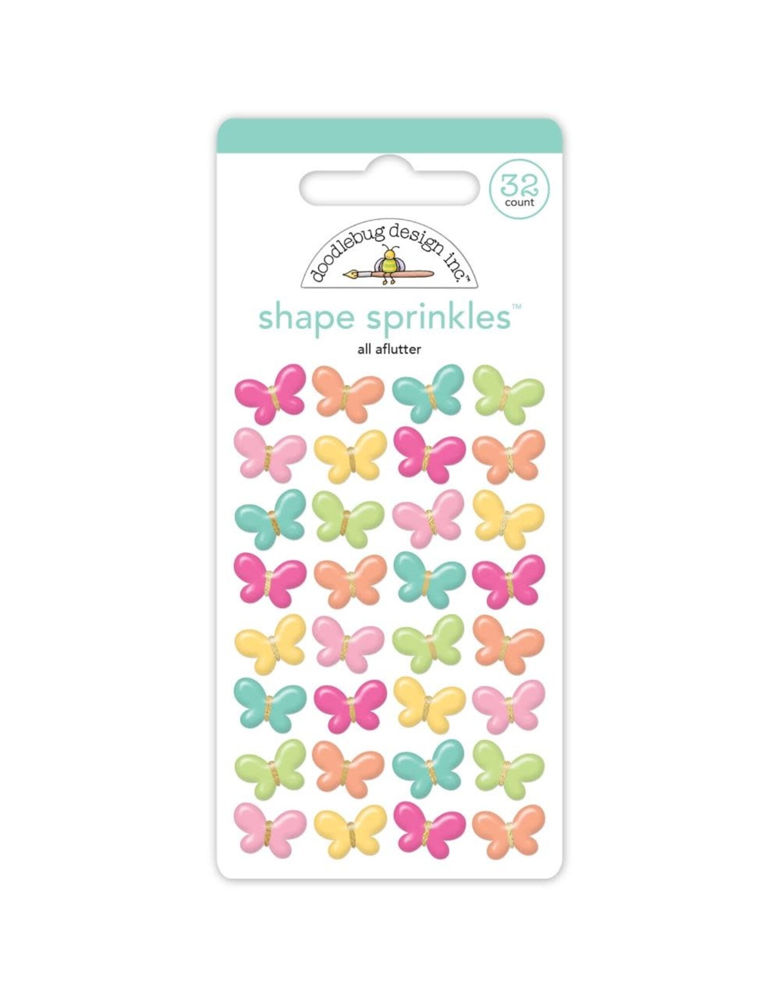 DOODLEBUG DESIGN DOODLEBUG DESIGN HELLO AGAIN ALL AFLUTTER SHAPE SPRINKLES EPOXY STICKERS