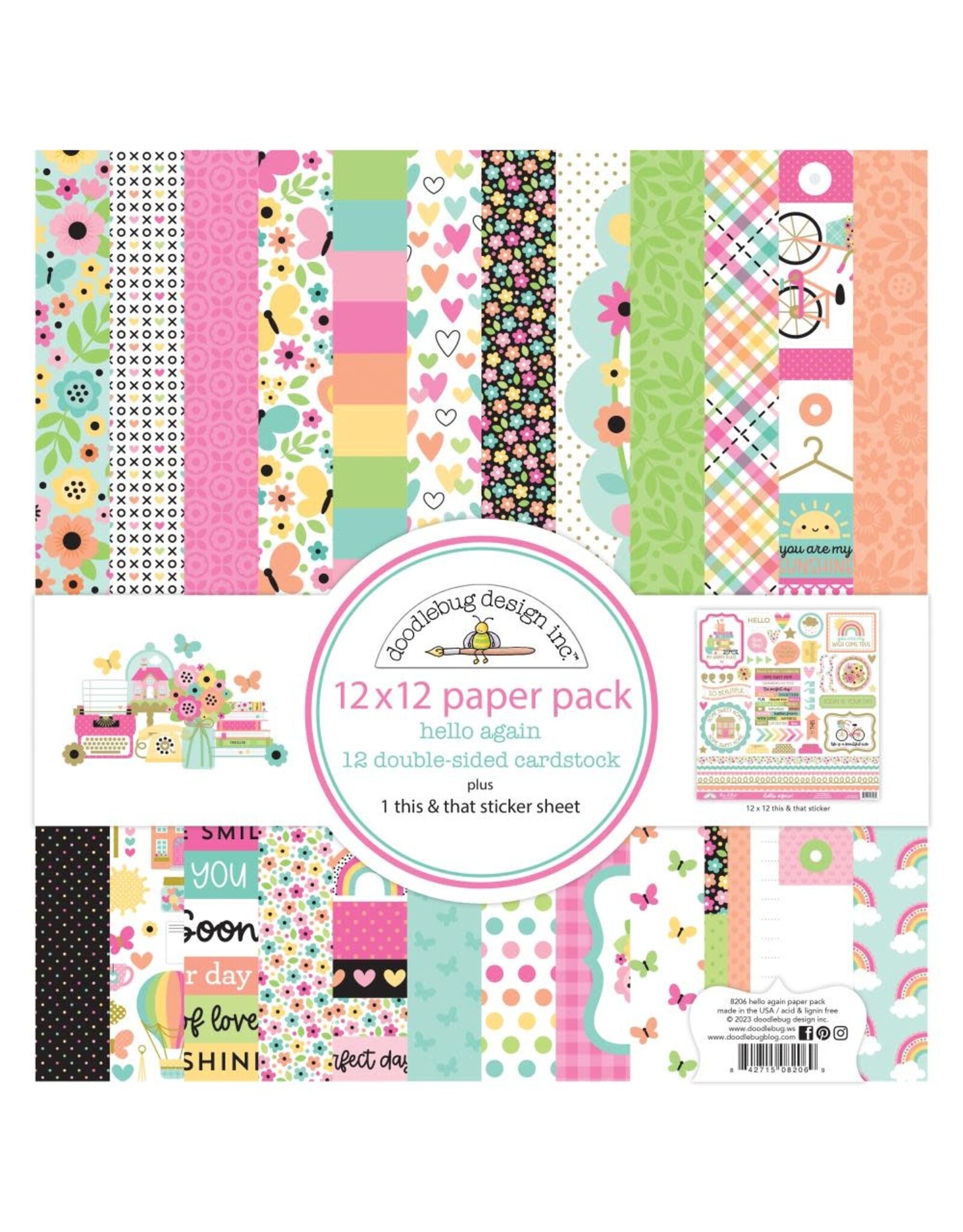 DOODLEBUG DESIGN DOODLEBUG DESIGN HELLO AGAIN 12X12 PAPER PACK