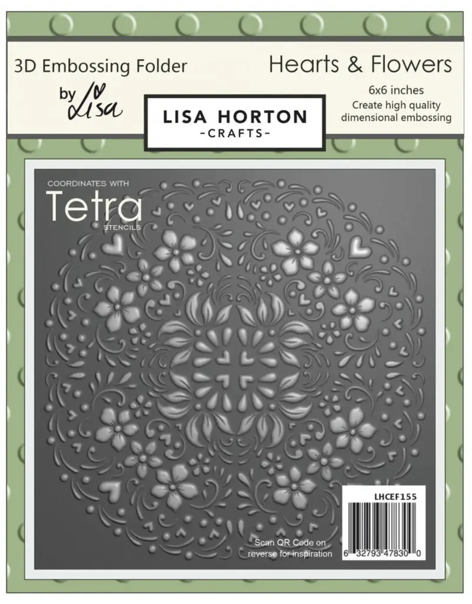 LISA HORTON CRAFTS LISA HORTON CRAFTS HEARTS & FLOWERS 6x6 3D EMBOSSING FOLDER