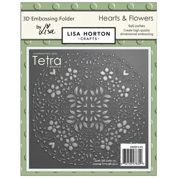 LISA HORTON CRAFTS LISA HORTON CRAFTS HEARTS & FLOWERS 6x6 3D EMBOSSING FOLDER