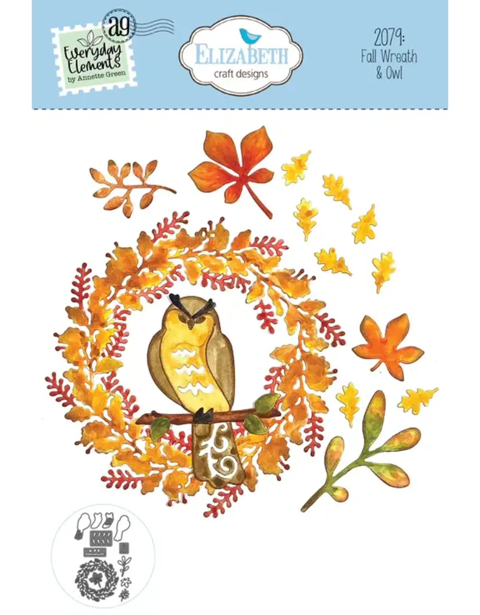 ELIZABETH CRAFT DESIGNS ELIZABETH CRAFT DESIGNS EVERYDAY ELEMENTS BY ANNETTE GREEN FALL WREATH & OWL DIE SET