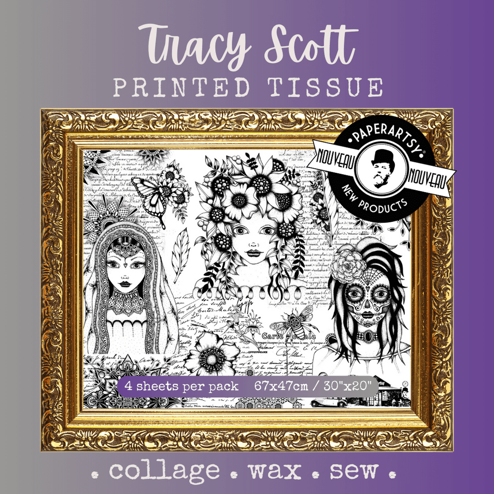 PAPER ARTSY PAPER ARTSY TRACY SCOTT PRINTED TISSUE COLLAGE PAPER 4 SHEETS