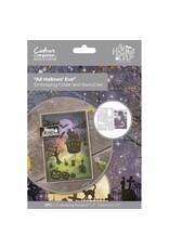 CRAFTERS COMPANION CRAFTERS COMPANION ALL HALLOWS' EVE COLLECTION ALL HALLOWS' EVE EMBOSSING FOLDER AND STENCIL SET
