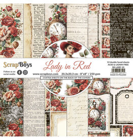SCRAPBOYS SCRAPBOYS LADY IN RED 8x8 PAPER PAD 12 SHEETS