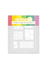 WAFFLE FLOWER WAFFLE FLOWER POSTAGE COLLAGE COLORING STENCIL 2/PK
