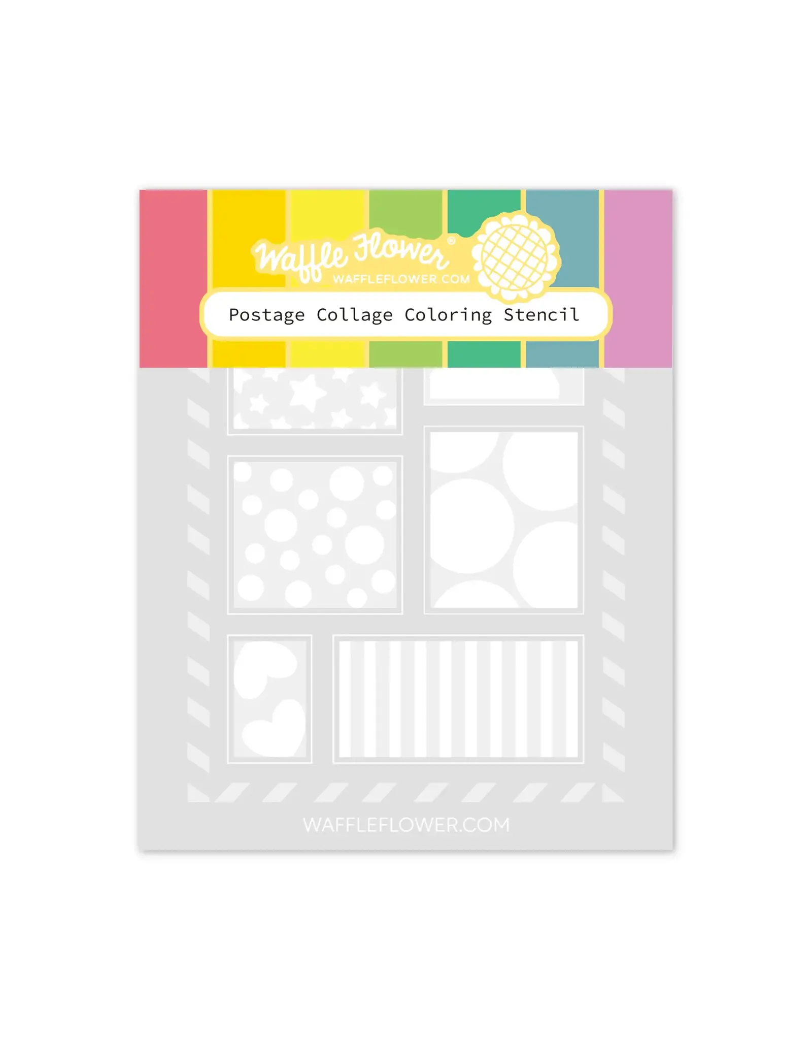 WAFFLE FLOWER WAFFLE FLOWER POSTAGE COLLAGE COLORING STENCIL 2/PK