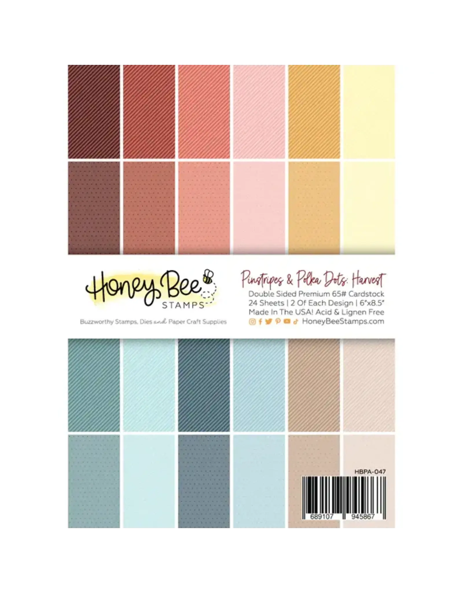 HONEY BEE STAMPS PINSTRIPES & POLKA DOTS HARVEST PAPER PAD 6X8.5 24