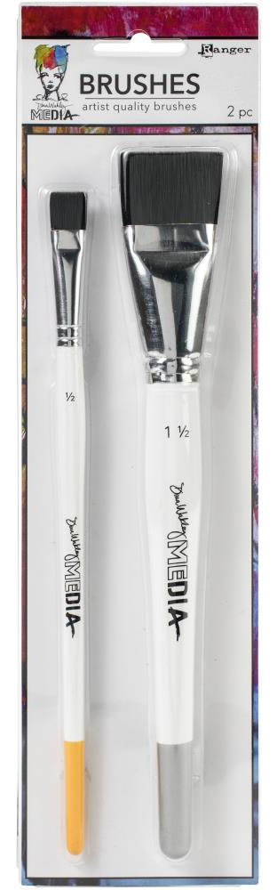 RANGER RANGER DINA WAKLEY MEDIA STIFF BRISTLE BRUSHES 1.5'' & .5'' 2PK