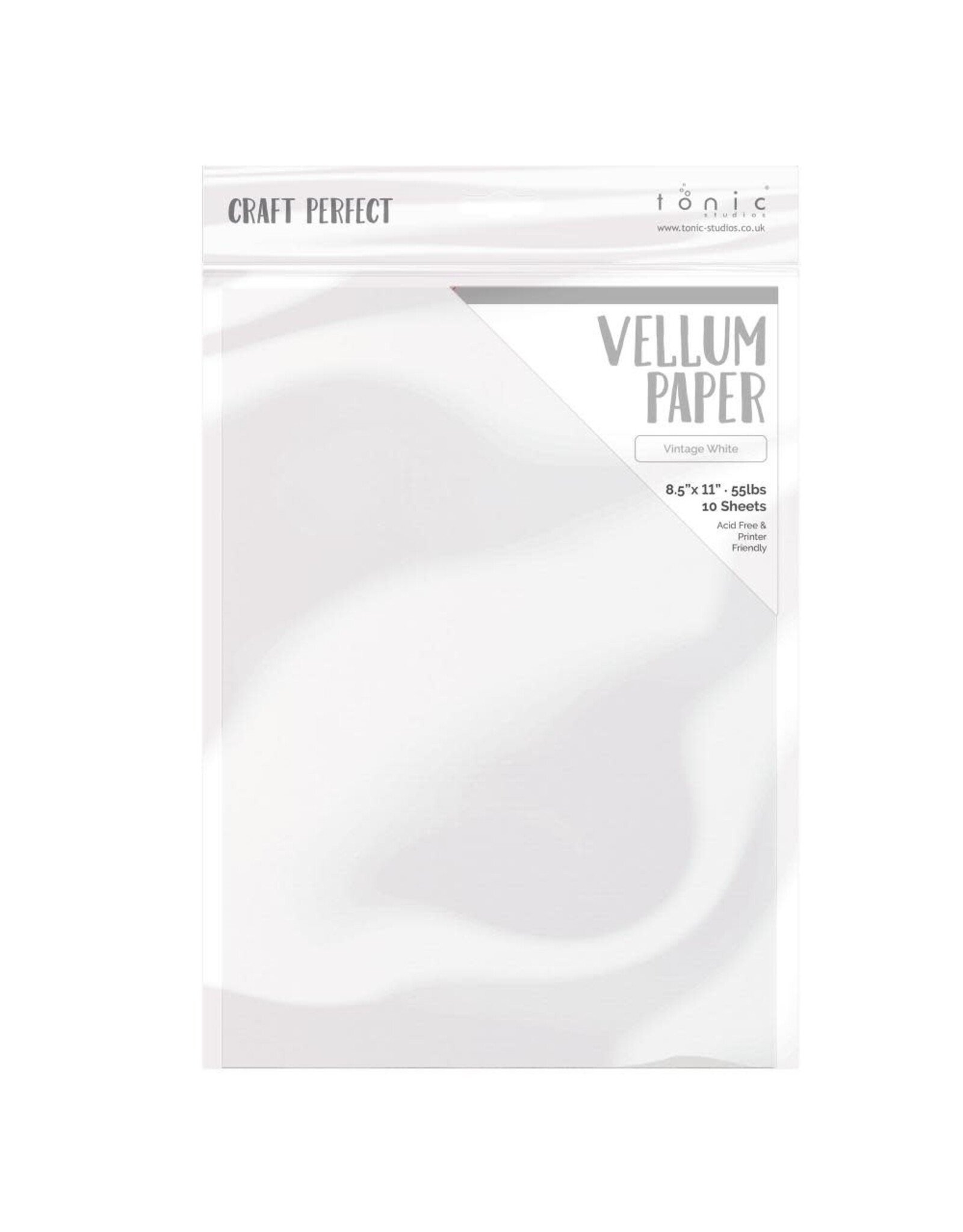 TONIC TONIC CRAFT PERFECT VINTAGE WHITE VELLUM PAPER  8.5x11 10/PK