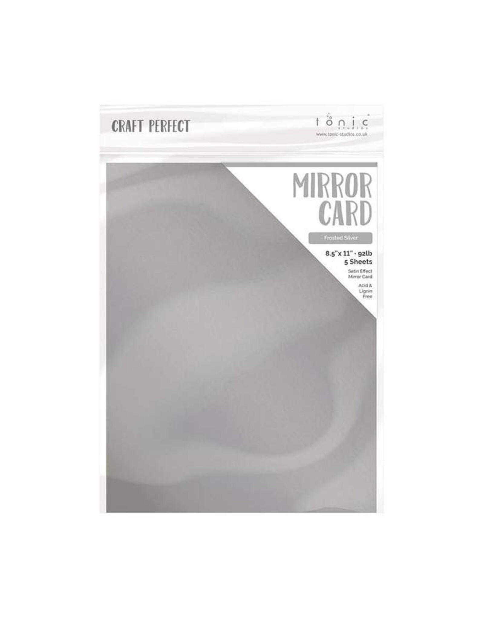 TONIC TONIC STUDIOS MIRROR CARD SATIN EFFECT FROSTED SILVER 8.5X11 5 PK