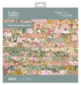 CRAFTERS COMPANION CRAFTERS COMPANION NATURE'S GARDEN VINTAGE ROSE COLLECTION MULTI-SHEET 12x12 PAPER PAD 36 SHEETS