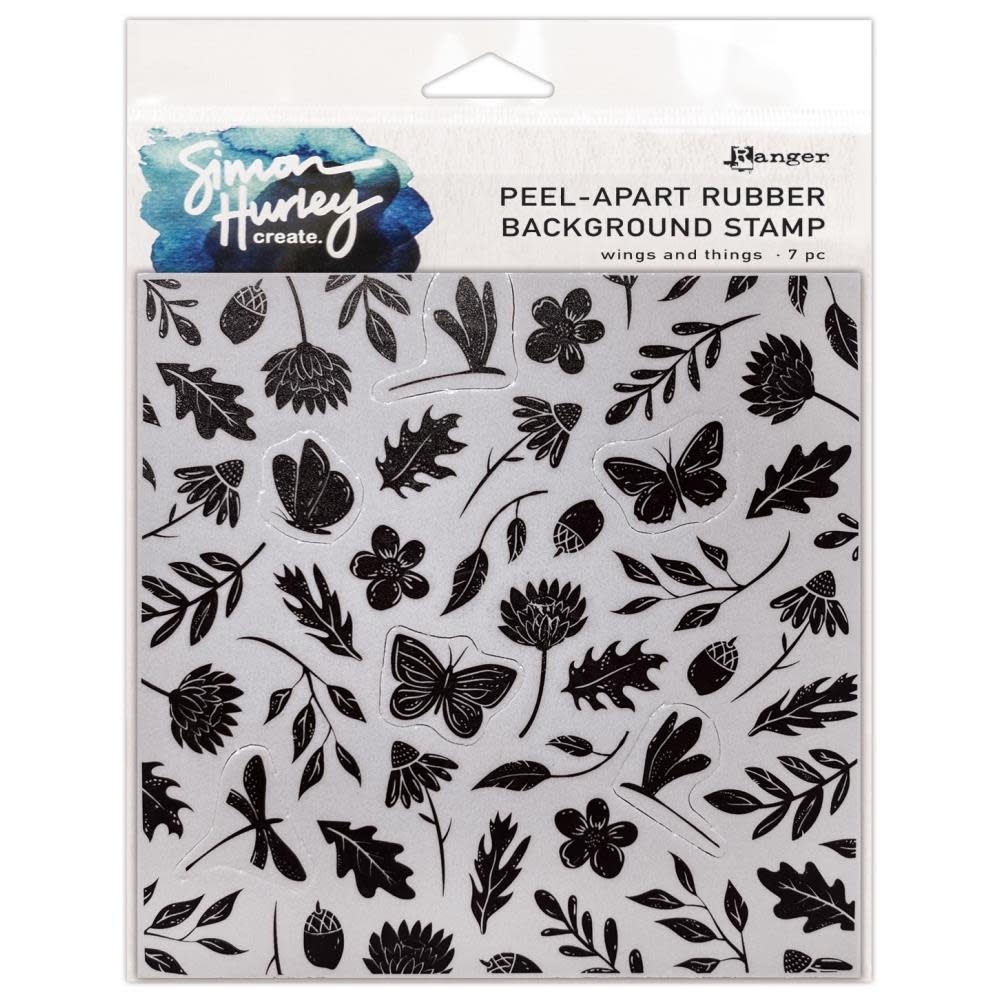 RANGER RANGER SIMON HURLEY CREATE WINGS AND THINGS 6x6 PEEL-APART RUBBER BACKGROUND STAMP