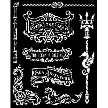 STAMPERIA STAMPERIA SONGS OF THE SEA PLATES AND TRIDENT 20x25cm STENCIL