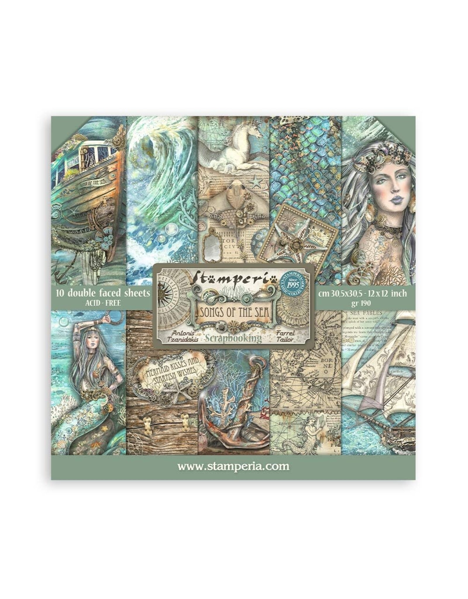 STAMPERIA STAMPERIA SONGS OF THE SEA 12X12 COLLECTION PACK 10 SHEETS