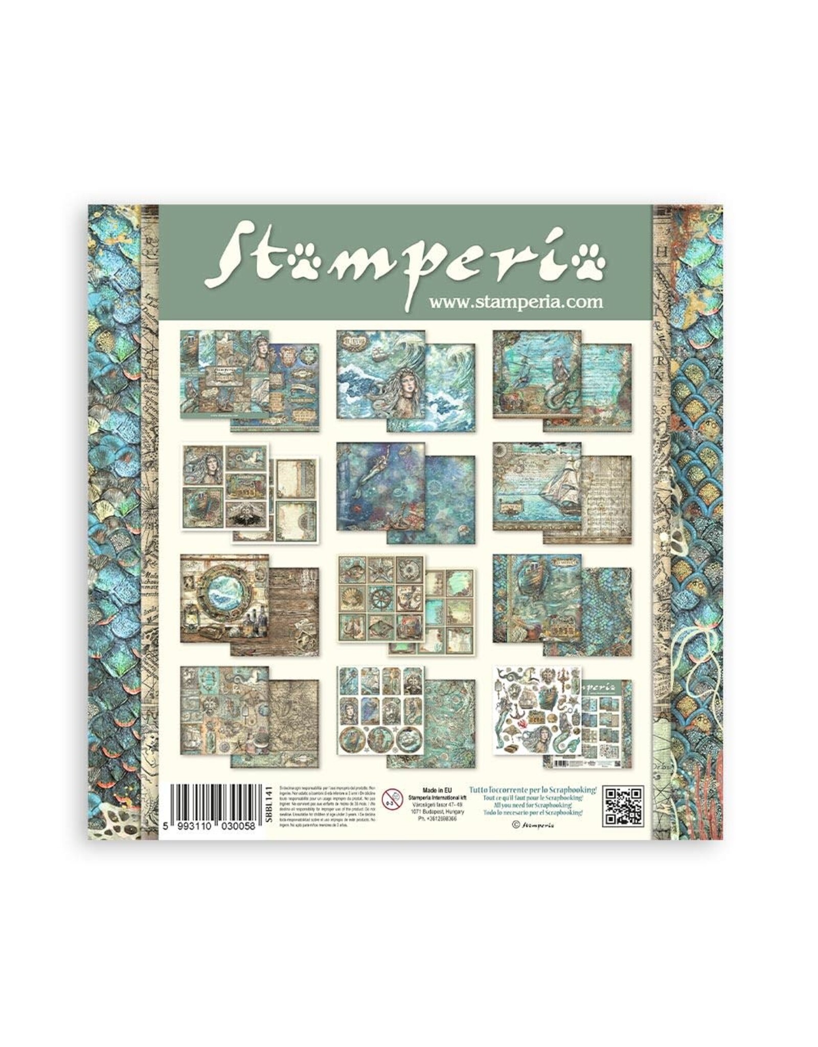 STAMPERIA STAMPERIA SONGS OF THE SEA 12X12 COLLECTION PACK 10 SHEETS