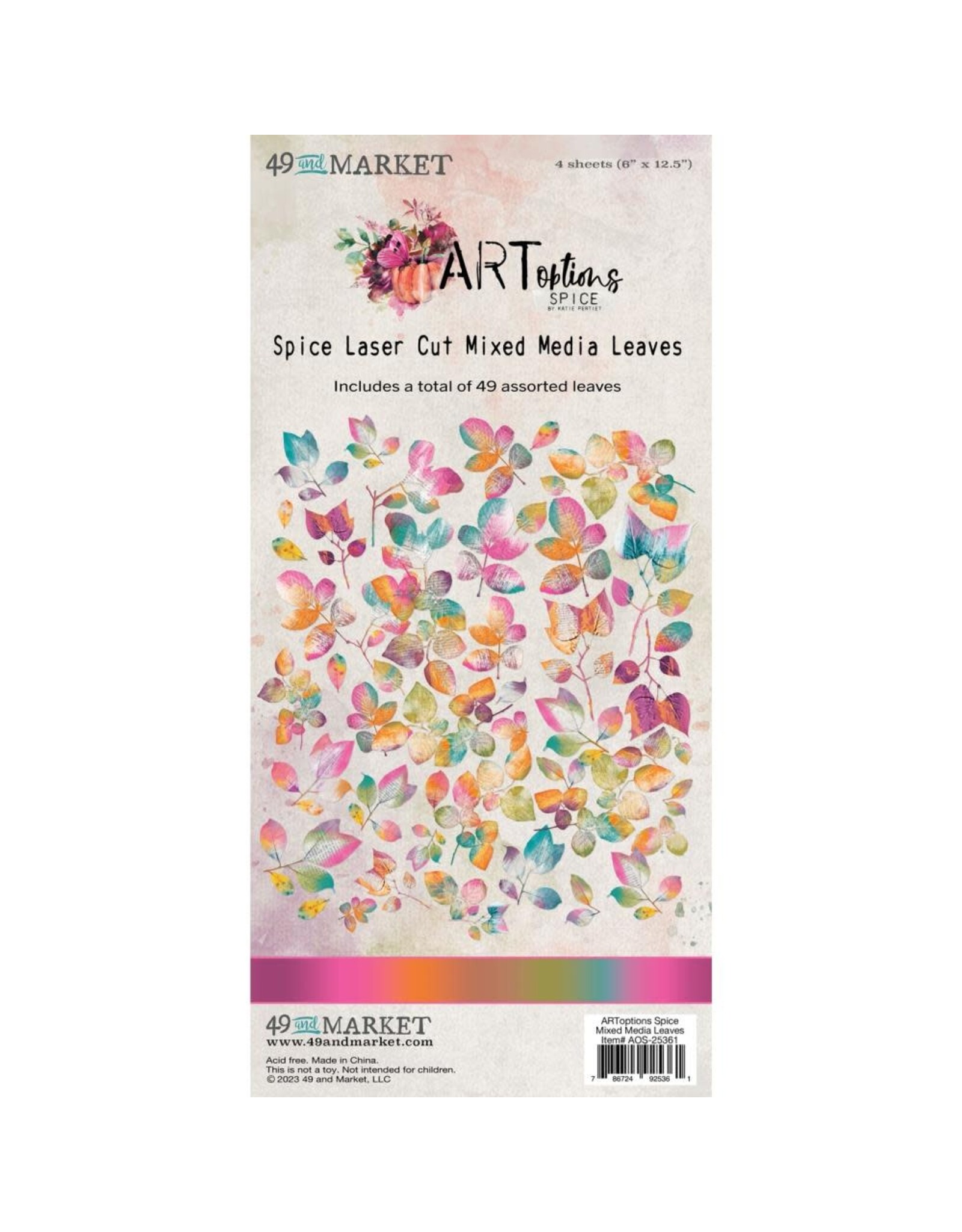 49 AND MARKET 49 AND MARKET ARTOPTIONS SPICE MIXED MEDIA LEAVES 6x12 LASER CUT ELEMENTS  49/PK