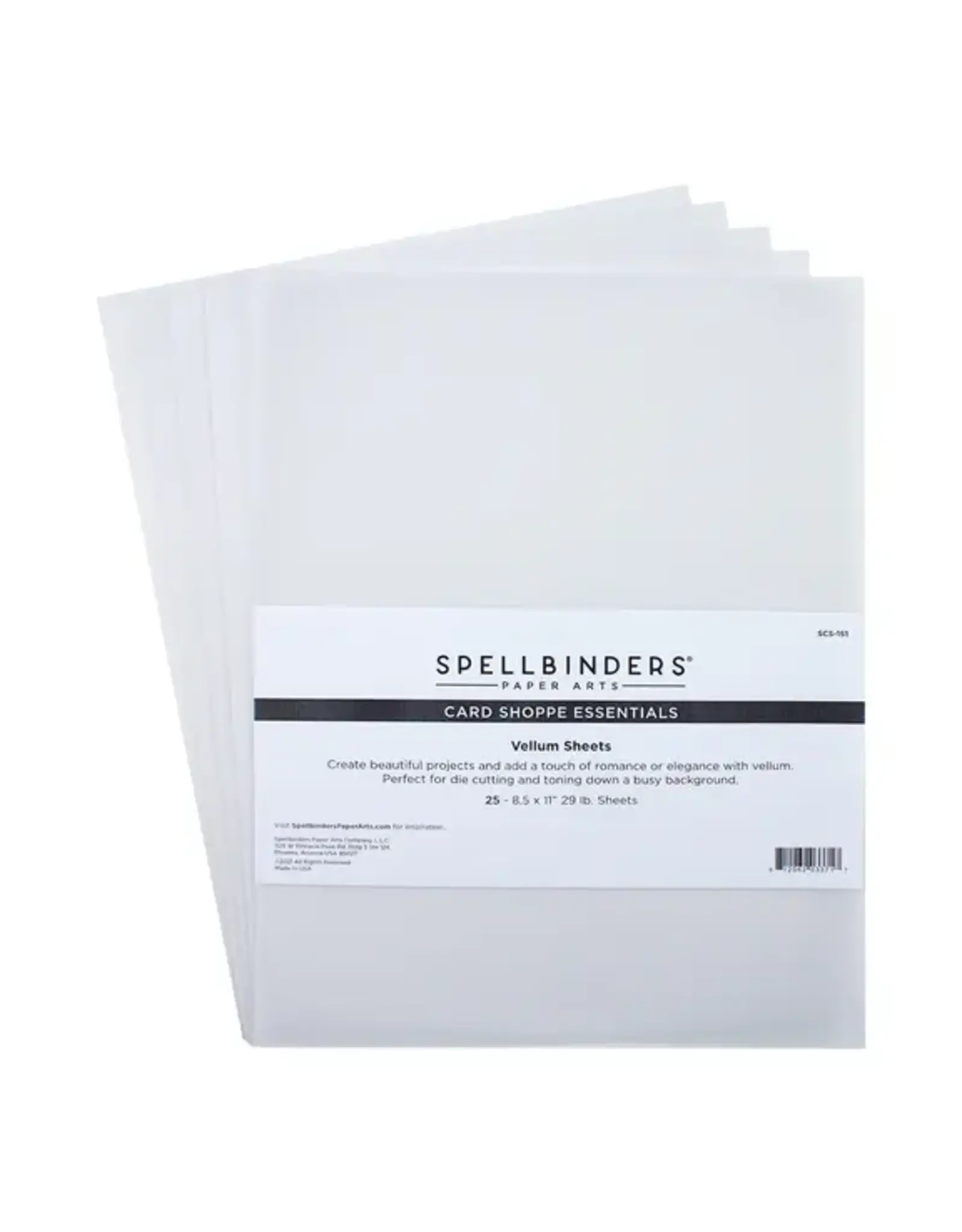 SPELLBINDERS SPELLBINDERS CARD SHOPPE ESSENTIALS CLEAR VELLUM SHEETS 8.5x11 25/PK