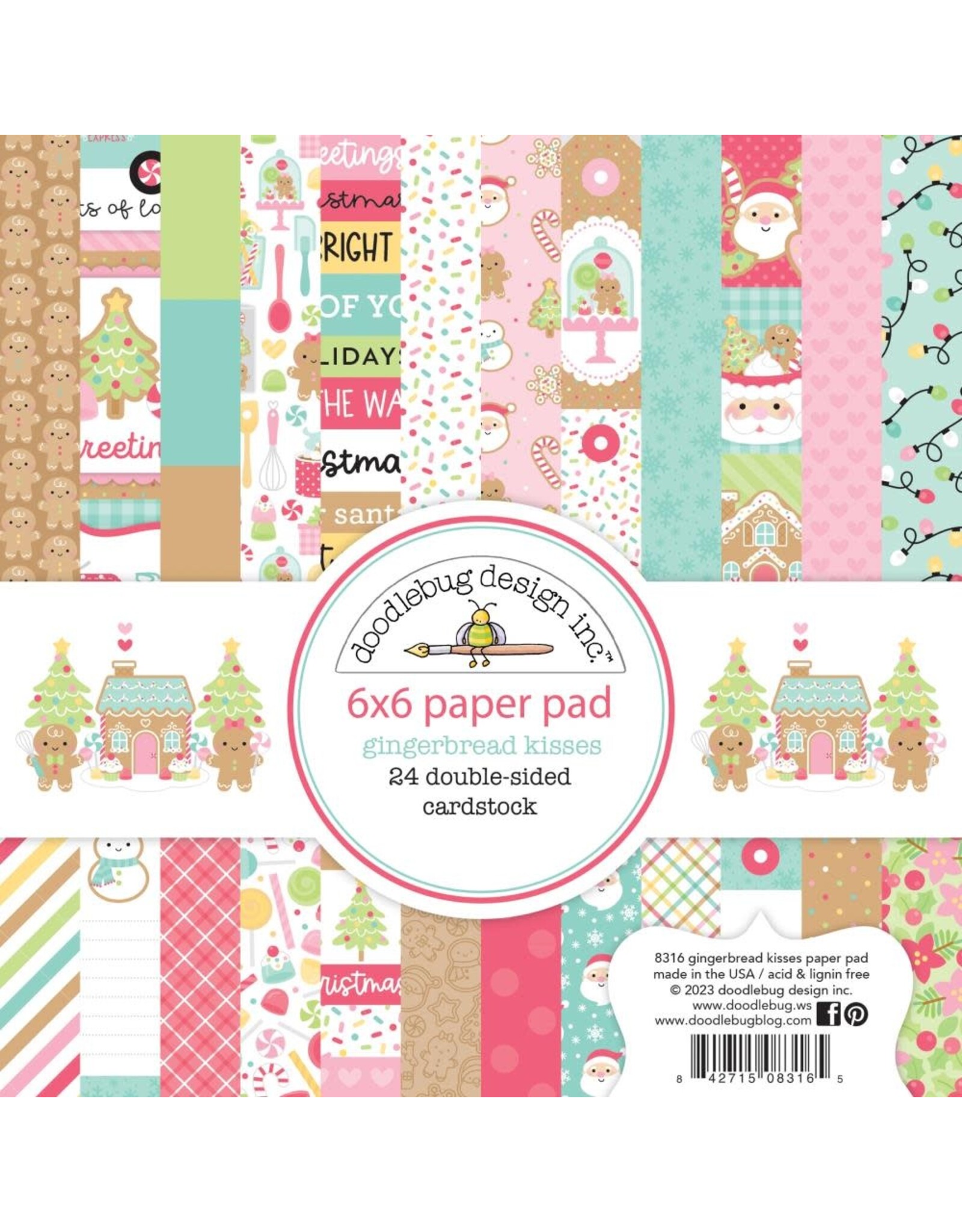 DOODLEBUG DESIGN DOODLEBUG DESIGN GINGERBREAD KISSES 6x6 PAPER PAD 24 SHEETS