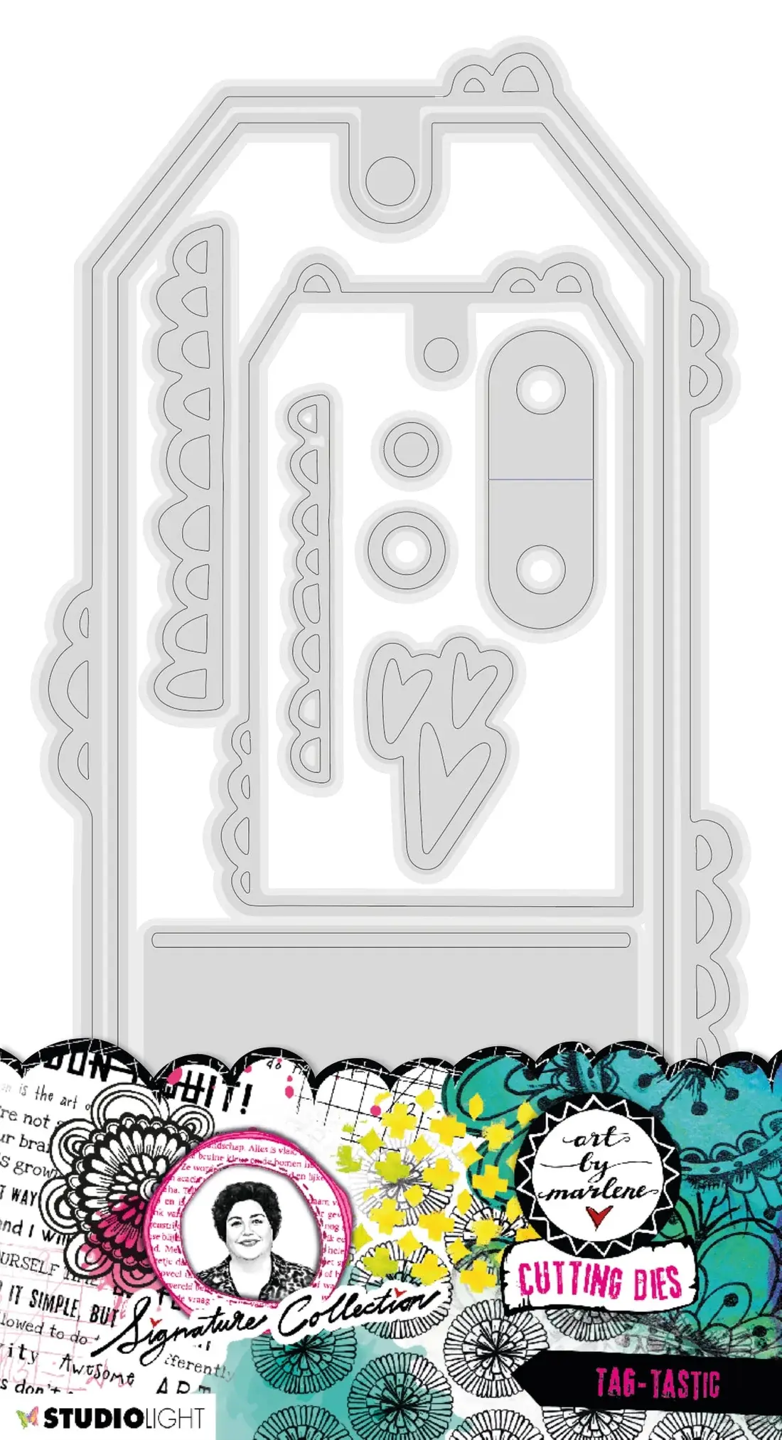 STUDIOLIGHT ART BY MARLENE SIGNATURE COLLECTION TAGTASTIC DIE SET