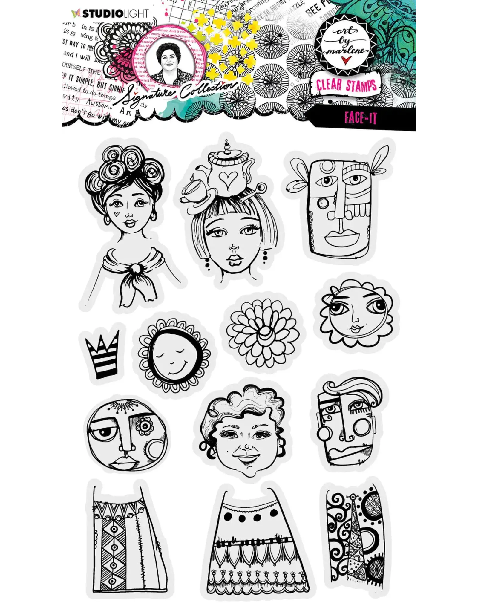 STUDIOLIGHT STUDIOLIGHT ART BY MARLENE SIGNATURE COLLECTION FACE-IT CLEAR STAMP SET