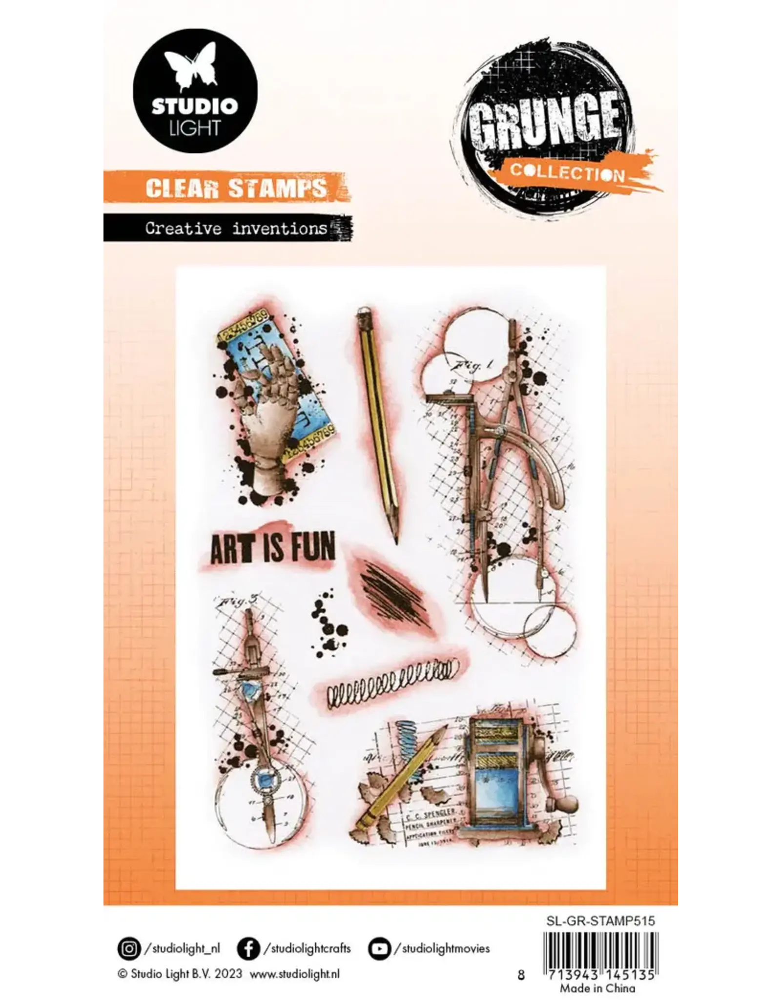 STUDIOLIGHT STUDIOLIGHT GRUNGE COLLECTION CREATIVE INVENTIONS CLEAR STAMP SET