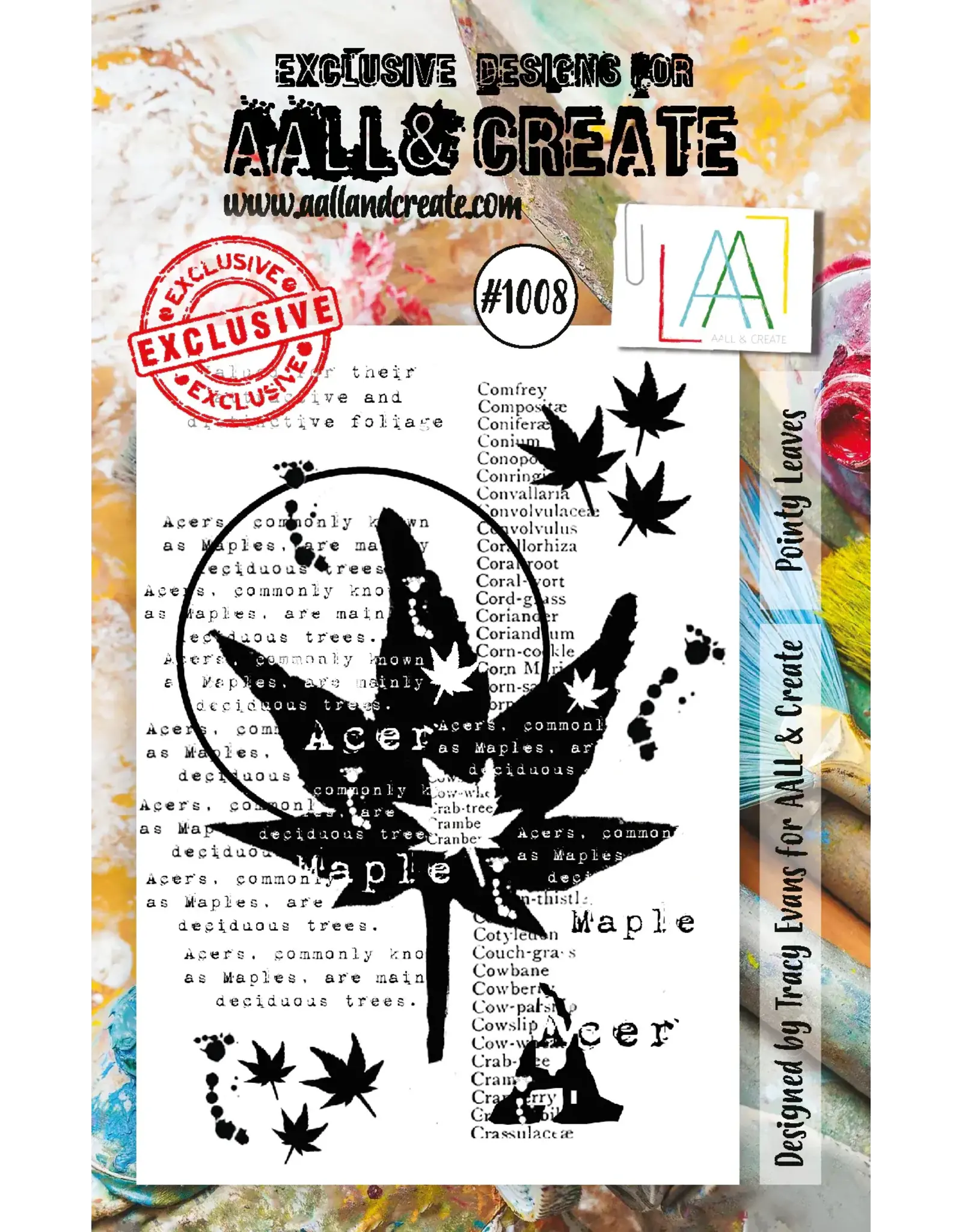 AALL & CREATE AALL & CREATE TRACY EVANS #1008 POINTY LEAVES A6 CLEAR STAMP SET