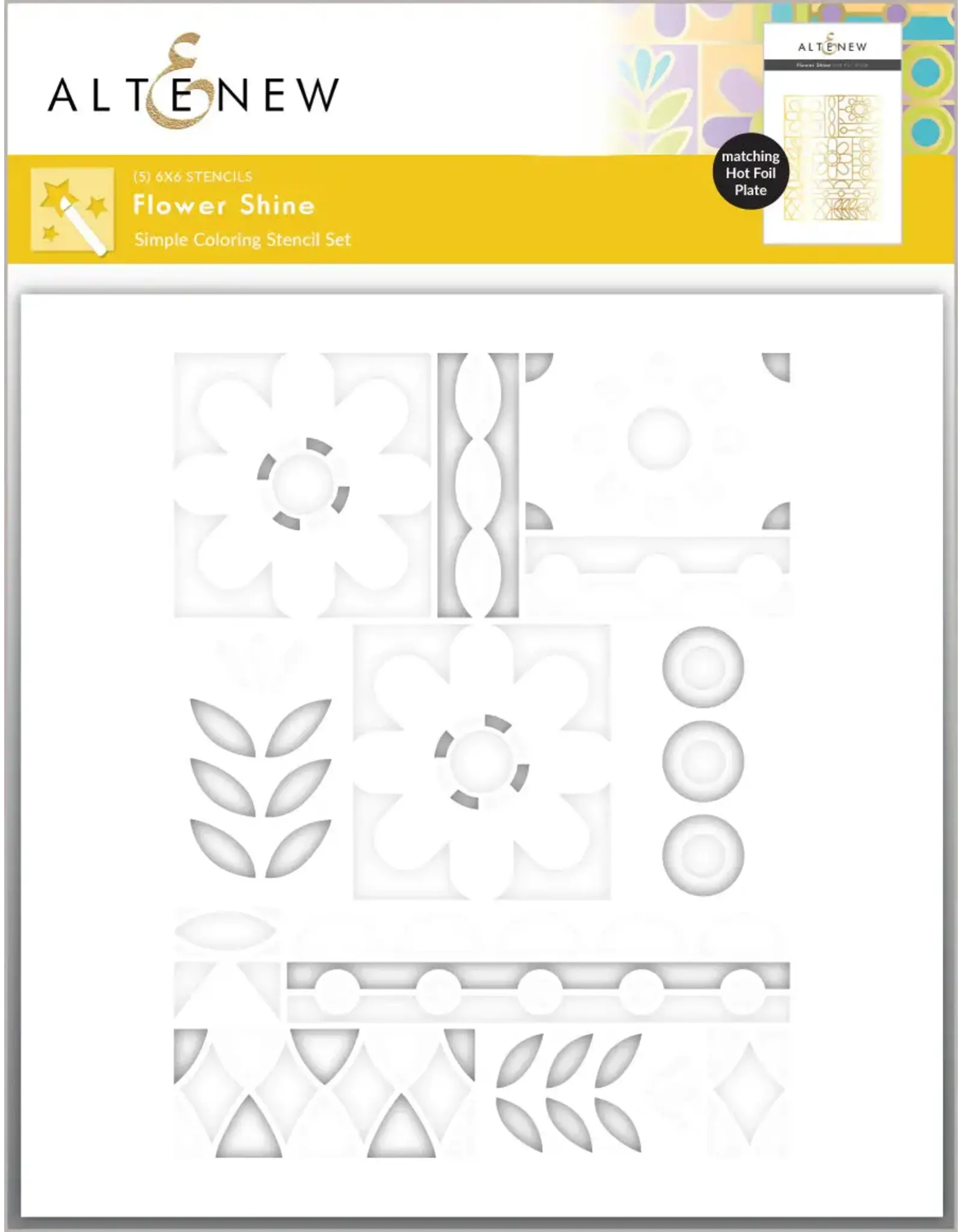 ALTENEW ALTENEW FLOWER SHINE 6x6 SIMPLE COLORING STENCIL SET 5/PK