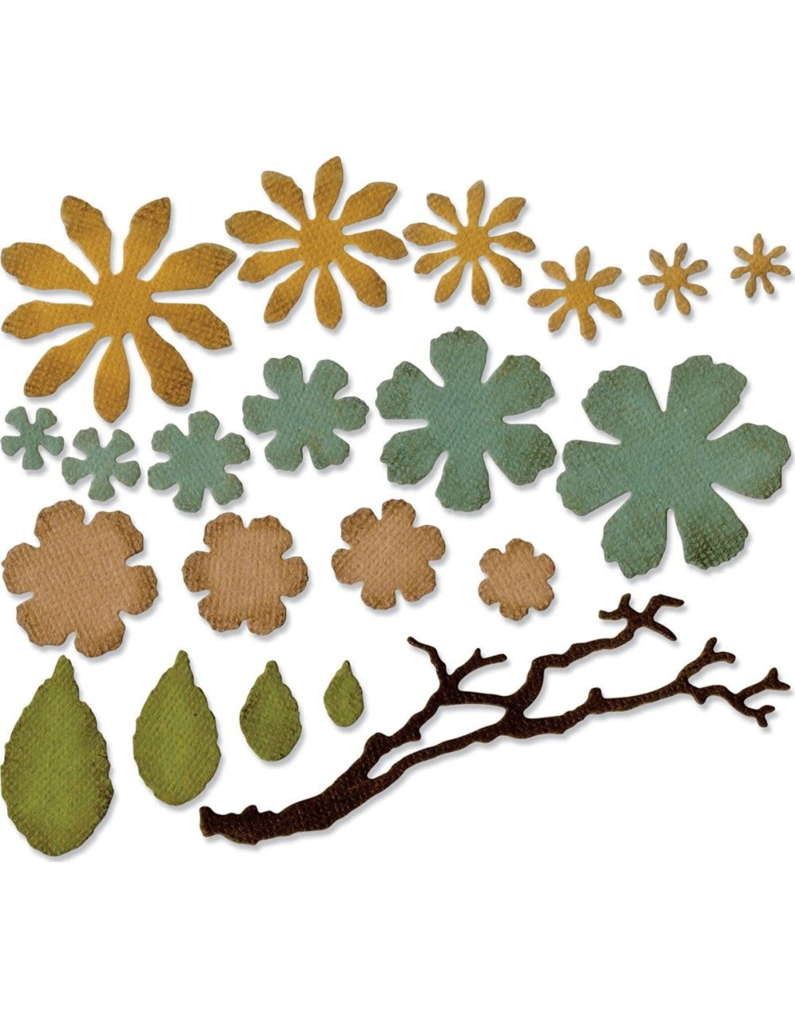 SIZZIX SIZZIX TIM HOLTZ SMALL TATTERED FLORALS THINLITS DIE SET