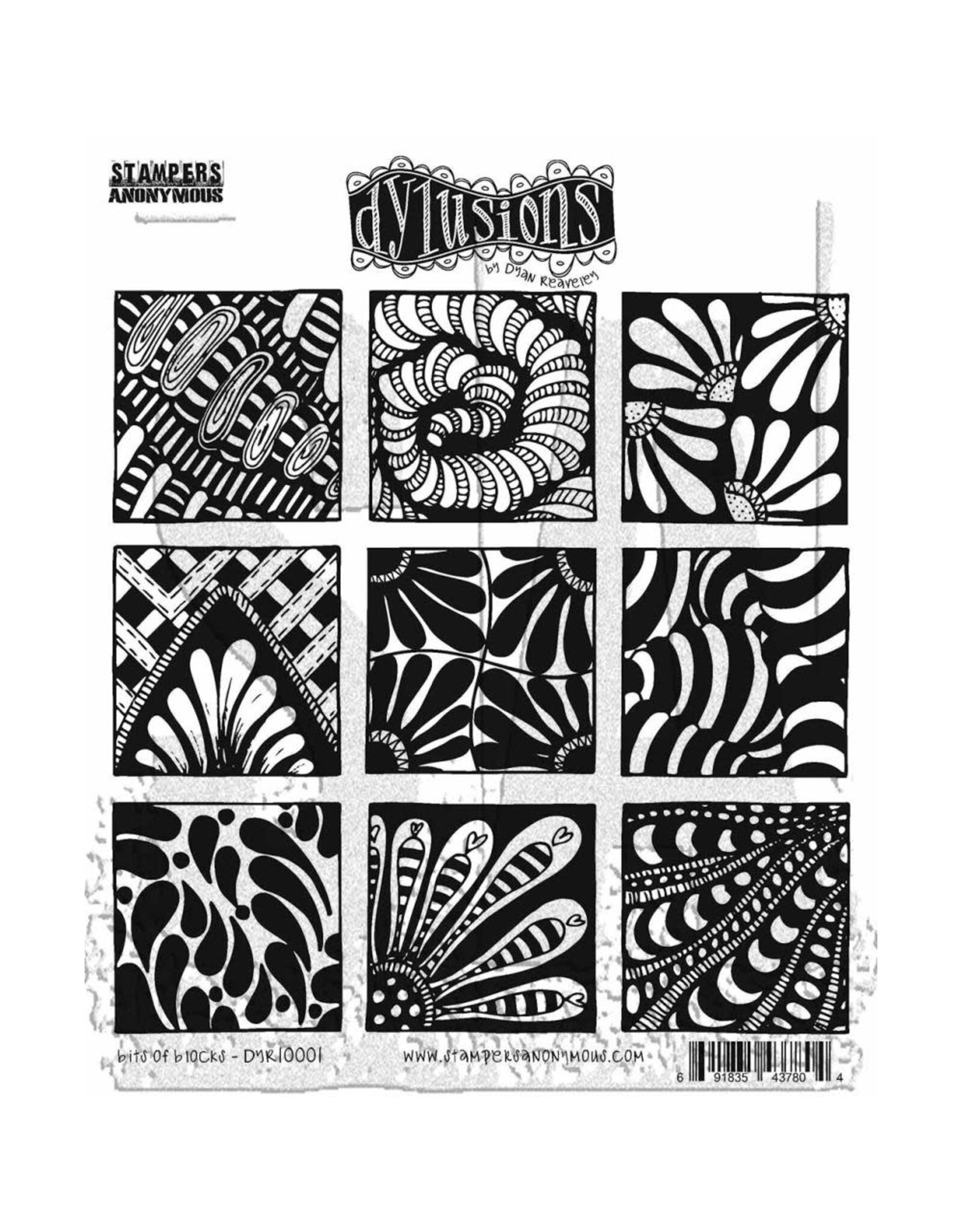 RANGER DYLUSIONS BITS OF BLOCKS 8.5x7 CLING STAMP SET