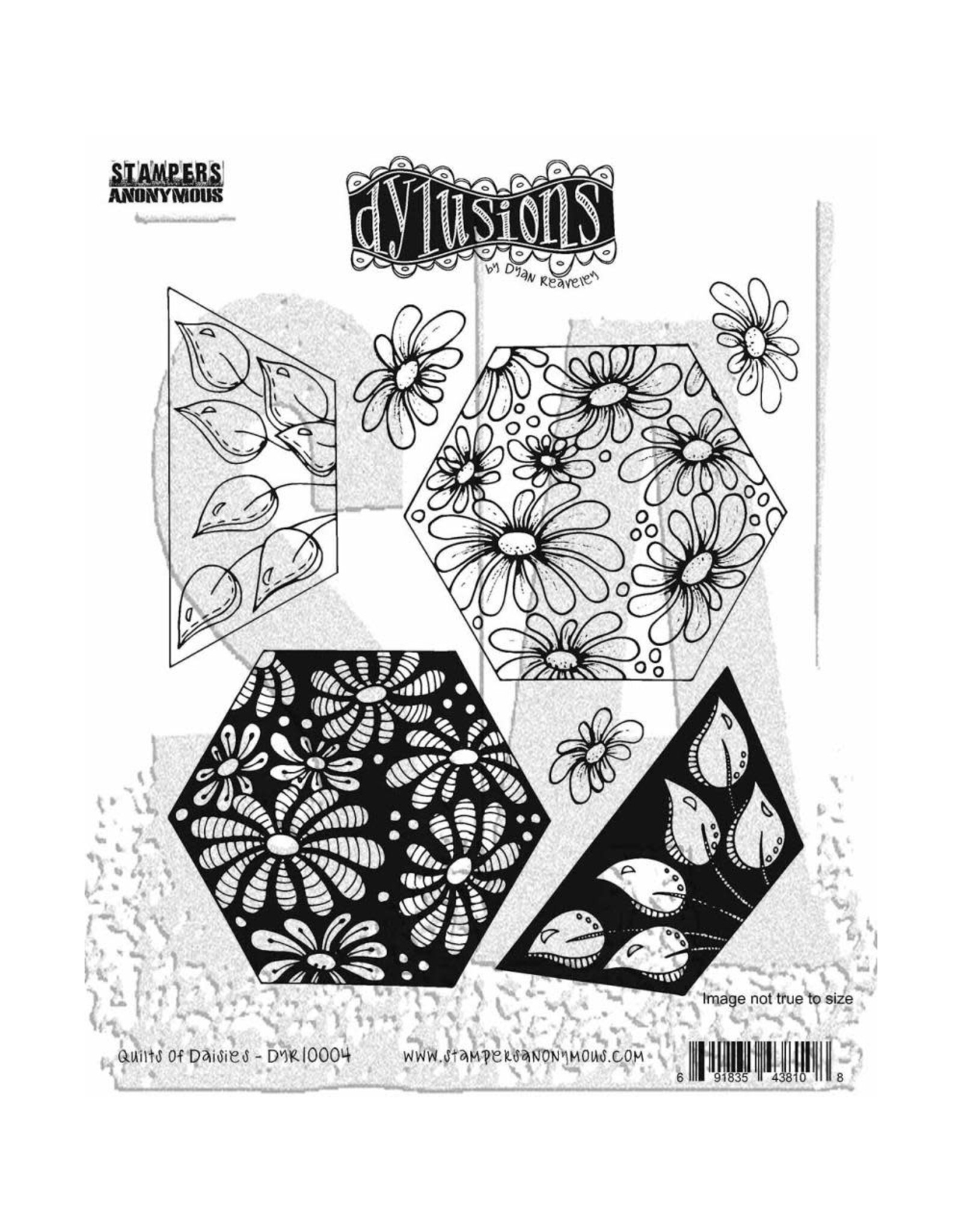 RANGER DYLUSIONS QUILTS OF DAISIES 8.5x7 CLING STAMP SET