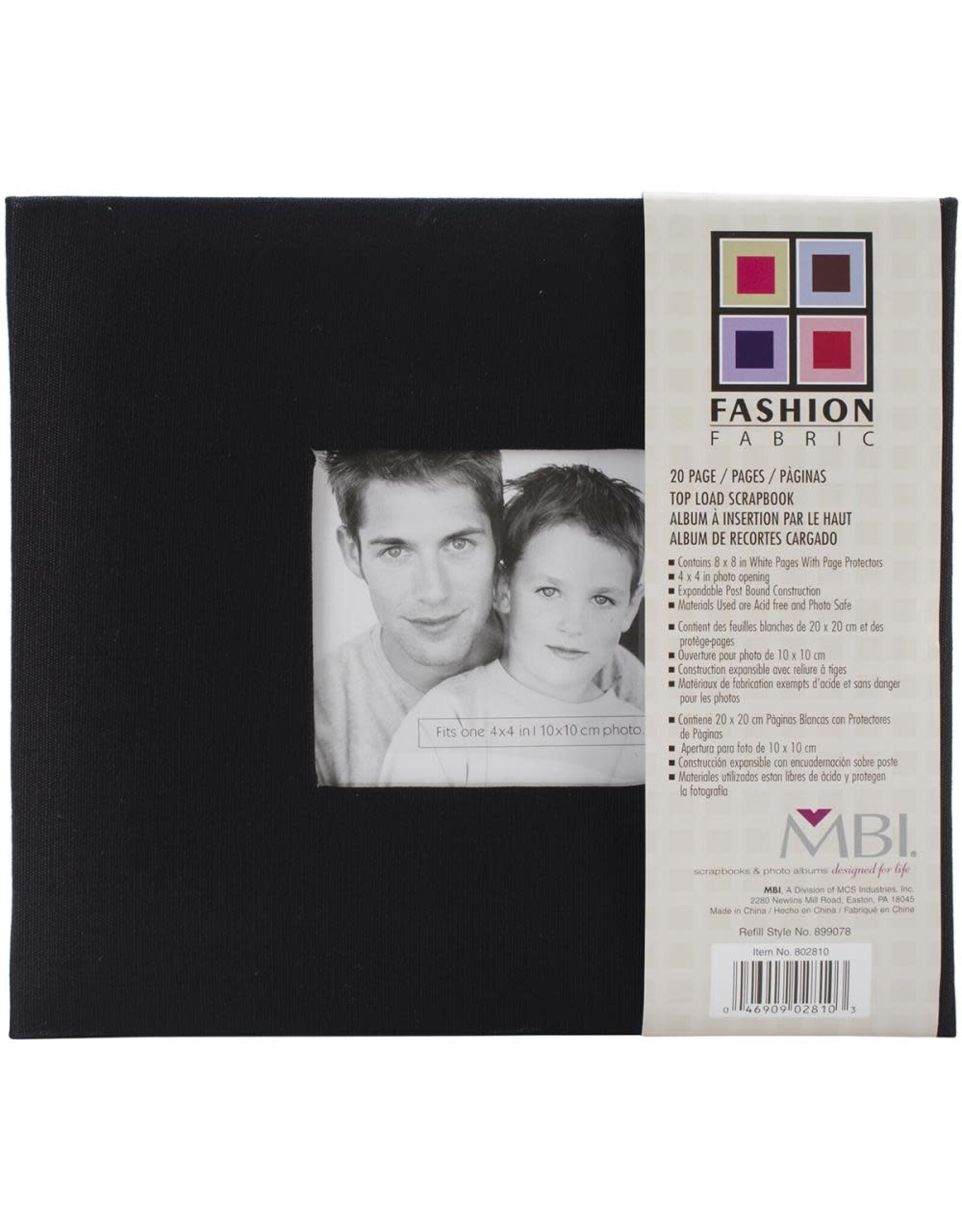 MBI MBI BLACK FASHION FABRIC 8x8 POST BOUND ALBUM WITH WINDOW