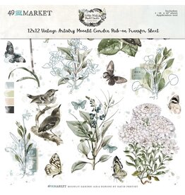 49 AND MARKET 49 AND MARKET VINTAGE ARTISTRY MOONLIT GARDEN CLASSIC 12x12 RUB-ON TRANSFER SHEET