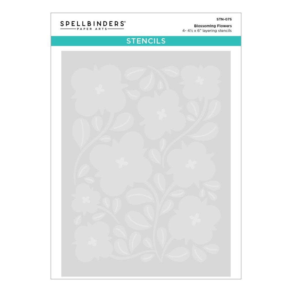 SPELLBINDERS SPELLBINDERS FLOWER MARKET COLLECTION BLOSSOMING FLOWERS LAYERING STENCIL SET