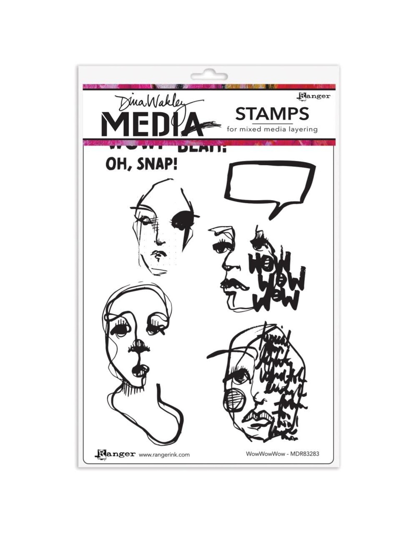 RANGER RANGER DINA WAKLEY MEDIA WOW WOW WOW CLING STAMP SET