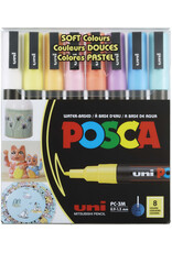POSCA UNI POSCA PC-3M  FINE SOFT COLORS PAINT MARKER SET 8/PK