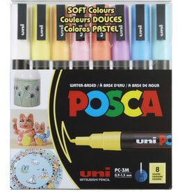 POSCA UNI POSCA PC-3M  FINE SOFT COLORS PAINT MARKER SET 8/PK