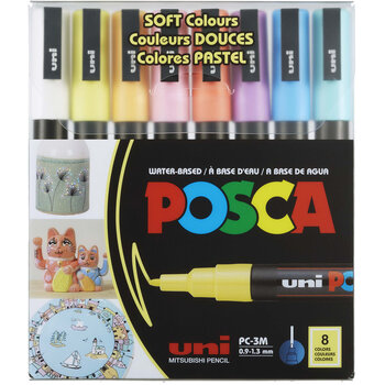 POSCA UNI POSCA PC-3M  FINE SOFT COLORS PAINT MARKER SET 8/PK